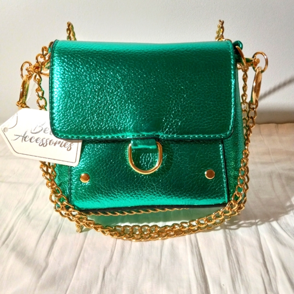 Metallic Green Mini Cross Body Bag